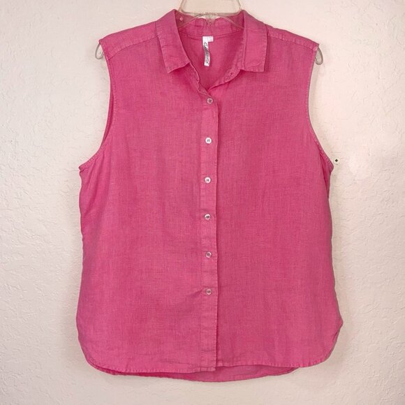 Lulu B Linen Top Womens XL Button Up Sleeveless Pink Breathable Summer Casual - Picture 1 of 8